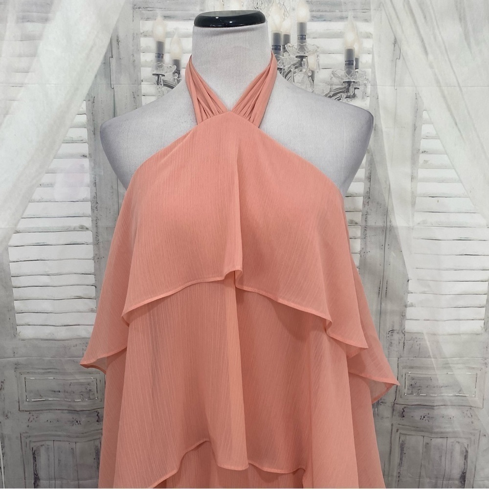 Antonio Melani Mariella Crinkled Chiffon Halter Neck Sleeveless Maxi Dress Pink - Picture 8 of 14